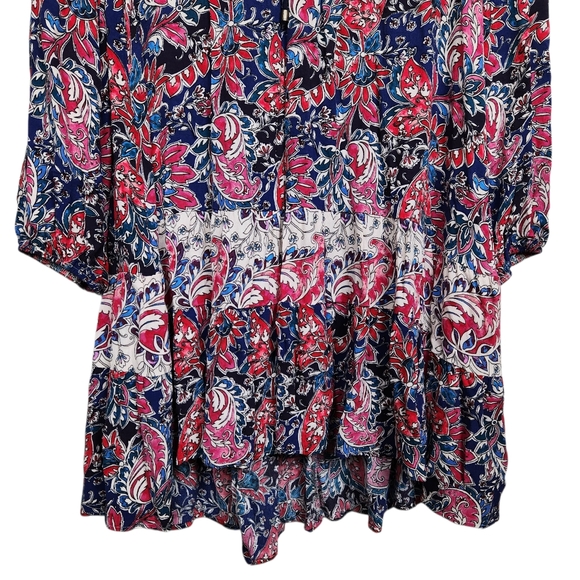 Anthropologie Spliced Floral Paisley Boho Peasant Flowy Tunic Dress Women Size M - Picture 4 of 11